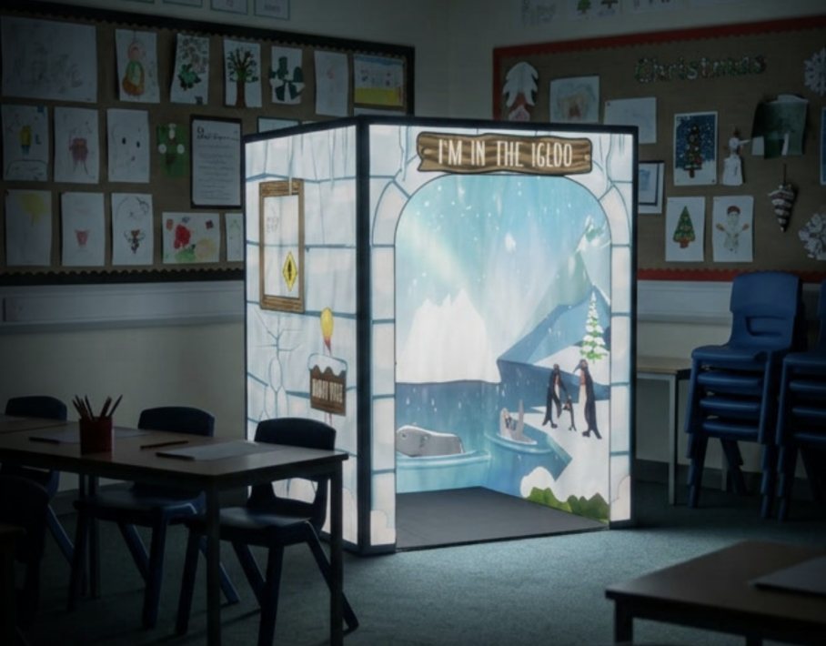 Portable Sensory Tent in the Polar Igloo theme in a family room